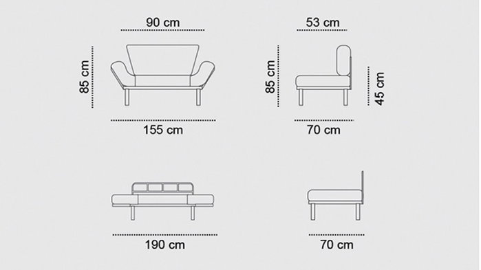 Atelier Del Sofa Nitta - Sofá-Cama de 2 Plazas Gris Atelier Del Sofa Nitta - Sofá-Cama de 2 Plazas Gris